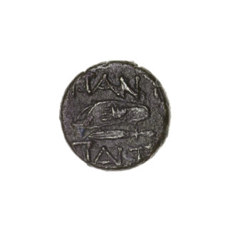 Drachma, Pantikapaion; obverse: head of Apollo to the right; reverse: bow in a gorytos to the left,
