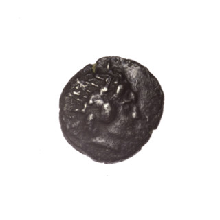 Diobol, Pantikapaion; obverse: head of Apollo right; reverse: lyre with inscription in two columns
