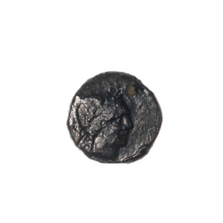 bronze coin, Pantikapaion; obverse: head of Apollo to the right; ear of corn to the left,