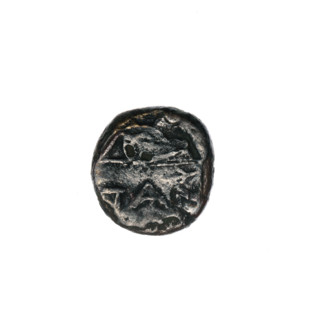 Bronze coin, Pantikapaion; obverse: head of Apollo to the right; reverse: bow in gorythos to the