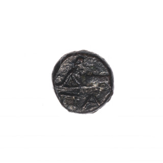 Bronze coin, Pantikapaion; obverse: head of Apollo to the right; reverse: bow in gorythos to the