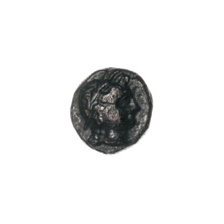 bronze coin, Pantikapaion; head of Apollo to the right; bow horizontally with an arrow below