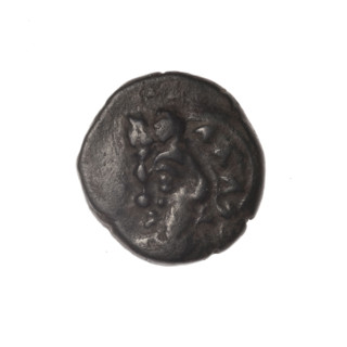 bronze coin, Pantikapaion, Dioscuri caps (iconographic), Satyr's head (iconographic), Black Sea,