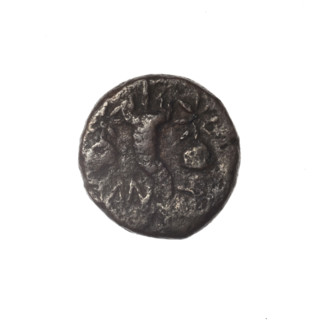 bronze coin, Pantikapaion, Dioscuri caps (iconographic), Satyr's head (iconographic), Black Sea,