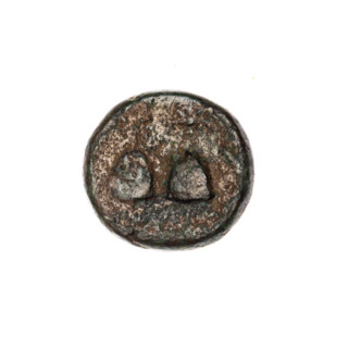 Bronze coin, Pantikapaion; obverse: head of a beardless Satyr in a willow wreath facing right;