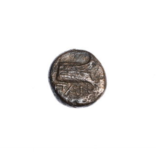 bronze coin, Pantikapaion, prora (iconographic), head of Athena (iconographic), Black Sea, Athena