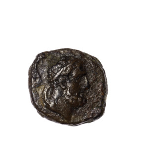 Bronze coin, Pantikapaion; obverse: head of Heracles in diadem facing right; reverse: club