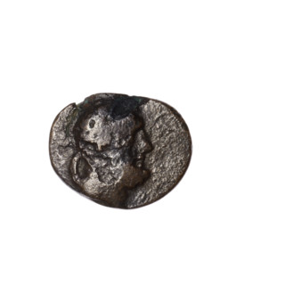 bronze coin, Pantikapaion, head of Heracles (iconographic), clubs, lion skin on club