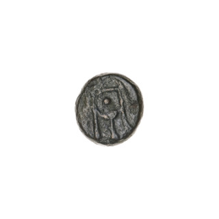 bronze coin, Pantikapaion; obverse: wing vertically; reverse: tripod, inscription on the left; end