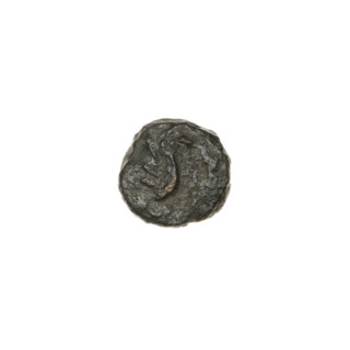 Bronze coin from Pantikapaion, end of 3rd century BC. Obverse: wing vertically. Reverse: tripod,