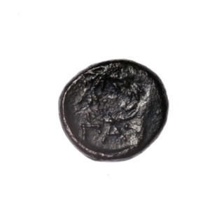 bronze coin, Pantikapaion; obv: head of Apollo right; rw: laurel wreath, inscription below;