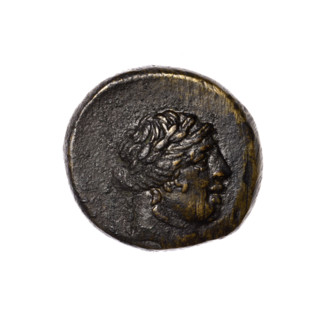 Bronze coin, Pantikapaion; obverse: head of Apollo in a laurel wreath to the right; reverse: