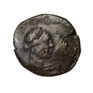 Bronze coin, Pantikapaion; obverse: head of Apollo in a laurel wreath to the right; reverse: