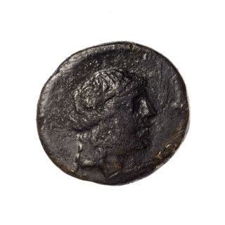 Bronze coin, Pantikapaion; obverse: head of Apollo in a laurel wreath to the right; reverse: