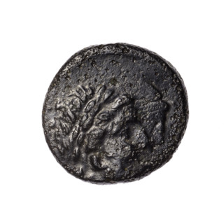 Bronze coin, Pantikapaion; obverse: head of Apollo in a laurel wreath facing right; reverse: tripod