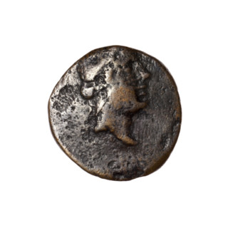 Bronze coin, Pantikapaion; obverse: head of Apollo in a laurel wreath facing right; reverse: