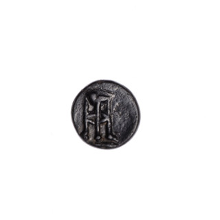 Bronze coin, Pantikapaion; obverse: tripod with cauldron, handles and lid; reverse: eight-pointed