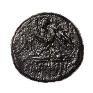 bronze coin, Pantikapaion; obverse: head of Apollo in a laurel wreath facing right; reverse: eagle