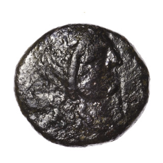 Bronze coin, Pantikapaion; obverse: head of Apollo in a laurel wreath facing right; reverse: eagle