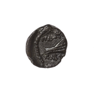 bronze coin, Pantikapaion; obverse: head of Apollo in laurel wreath to the right, pearl rim;