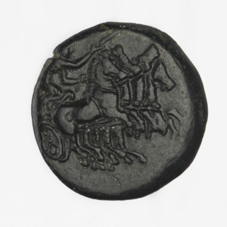 Bronze coin, Chersonesos; obverse: Artemis on a quadriga to the right, a torch in the raised right
