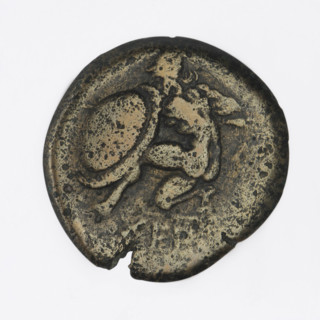 Bronze coin, 350–330 BC, Chersonesos (Chersonesos Taurica). Obverse: Artemis (Deva) on a quadriga
