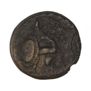 bronze coin, Chersonesos, Artemis on a quadriga (iconographic), warriors, kneeling warrior