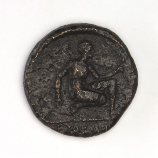 bronze coin, Chersonesos, griffins, Artemis kneeling, Black Sea, Artemis (mythology), Artemis with