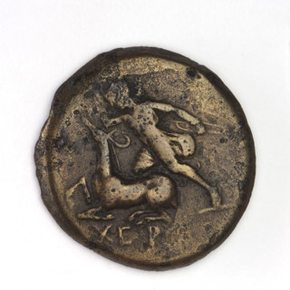 Bronze coin, Chersonesos (Chersonesos Taurica), 300–290 BC. Obverse: Artemis (Deva) to the left