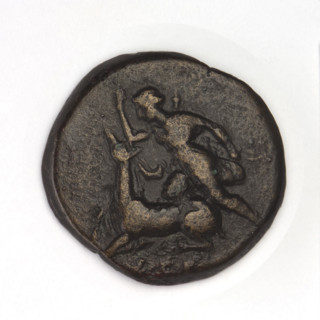 bronze coin, Chersonesos, bulls, Artemis killing a doe (iconographic), quivers, clubs, Black Sea,