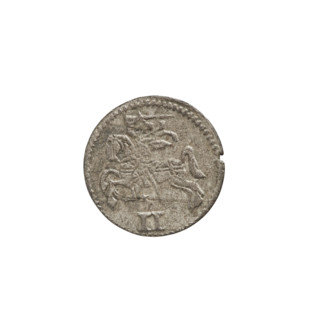 2 denarii, Gotard Kettler (Duke of Courland and Semigallia; 1561–1587). Obverse: in the rim a