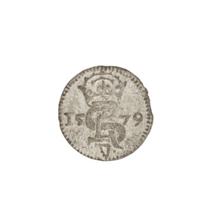 2 denarii, Gotard Kettler (Duke of Courland and Semigallia; 1561–1587), monogram under a crown,