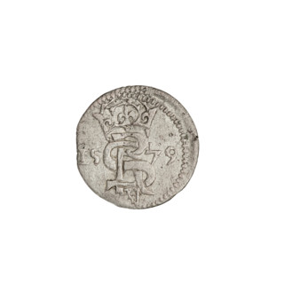 2 denarii, Gotard Kettler (Duke of Courland and Semigallia; 1561–1587), Kettlers (family), monogram