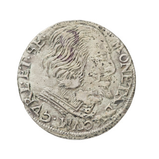 Trojak (with a bust of Frederick Kettler). Obverse: in the border a male bust with long hair and a