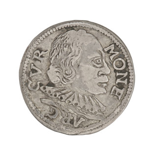 Trojak (with a bust of Wilhelm Kettler). Obverse: in the border a male bust turned to the right