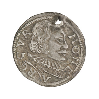Trojak (with a bust of Wilhelm Kettler). Obverse: in the border a male bust turned to the right