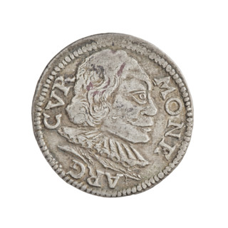 Trojak (with a bust of Wilhelm Kettler). Obverse: in the border a male bust turned to the right