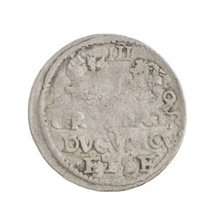 Trojak (with a bust of Wilhelm Kettler). Obverse: in the border a male bust with long hair and a
