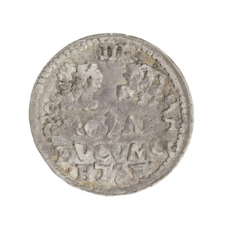 Trojak (with a bust of Wilhelm Kettler). Obverse: in the border a male bust facing right with long