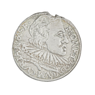 Trojak (with a bust of Wilhelm Kettler). Obverse: in the border a male bust with long hair and a