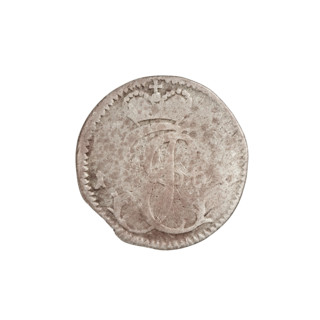 Grosz. Maker: Justyn Karol Schröder (master of the Mitawa mint 1763–1764). Subject: Ernest Jan