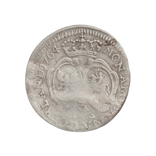 Trojak by Justyn Karol Schröder (master of the Mitawa mint 1763–1764); obverse: male bust in armour