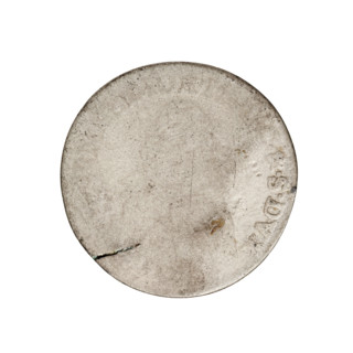 Trojak; maker: Justyn Karol Schröder (master of the Mitawa mint 1763–1764); obverse: outline of a