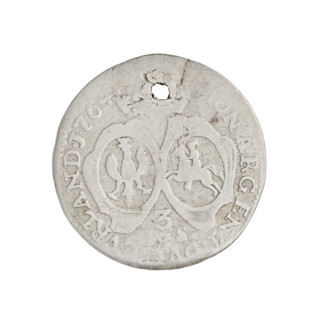 Trojak by Justyn Karol Schröder (master of the Mitawa mint 1763–1764), 1764. Duchy of Courland and