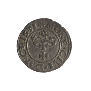 Gdansk szelag, Sigismund I the Old (King of Poland; 1506–1548). Obverse: Eagle of Royal Prussia; in