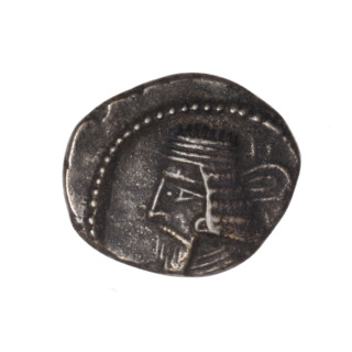 Drachma of Gotarzes II (King of the Parthians; 40–51). Obverse: bust of Gotarzes II wearing a