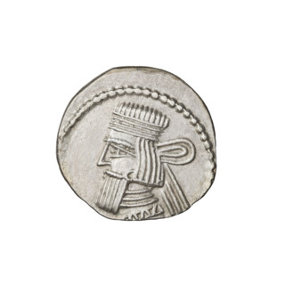 Drachma of Gotarzes II (King of the Parthians; 40–51). Obverse: bust of Gotarzes II wearing a