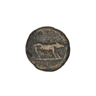 Coin (denarius), Trajan (53–117; Roman emperor 98–117). Obverse: head of Trajan in laurel wreath
