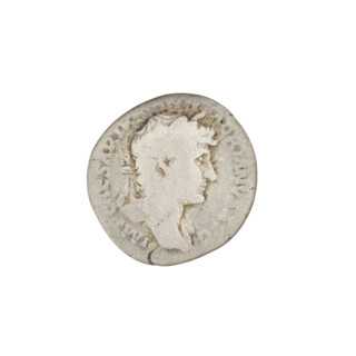Denarius of Hadrian (76–138; Roman emperor 117–138). Obverse: bust of Hadrian right, laurel wreath
