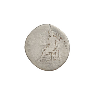 Denarius of Hadrian (76–138; Roman emperor 117–138). Obverse: bust of Hadrian right, laurel wreath